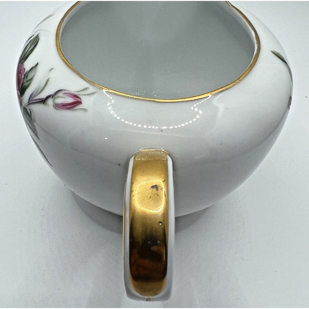 Wentworth China Cameo Rose Creamer and Covered Sugar Bowl Eterna Shape Gold Trim - Picture 15 of 16